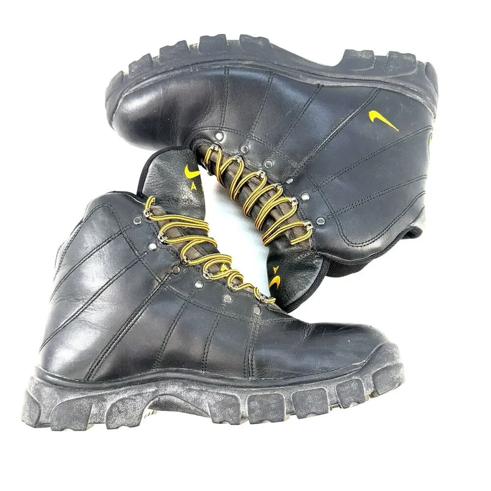 Vtg 1997 Nike Air ACG Black Leather Heavy Duty Hiking Mountain Trek Boot US 10